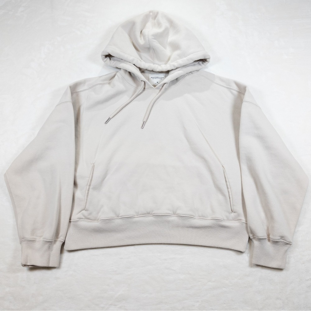 Abercrombie & Fitch So Soft Essential Cropped Hoodie Womens M Ivory Pullover